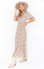 Linds Midi Dress ~ Rainbow Fields(XS)