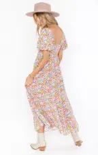 Linds Midi Dress ~ Rainbow Fields(XS)