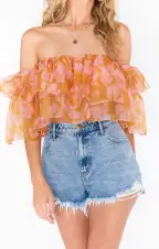 Rossella Ruffle Top ~ Flirty Floral(XS)