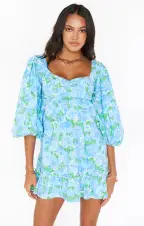 Mandi Mini Dress ~ Something Blue Floral(XS)