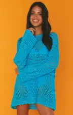 Paula Pullover ~ Turquoise Crochet(XS)