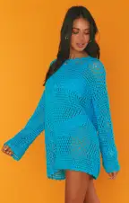 Paula Pullover ~ Turquoise Crochet(XS)