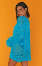 Paula Pullover ~ Turquoise Crochet(XS)