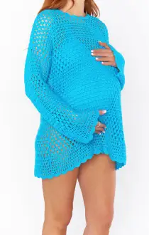 Paula Pullover ~ Turquoise Crochet(XS)