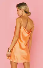 Sabine Mini Slip Dress ~ Cantaloupe Luxe Satin(XS)