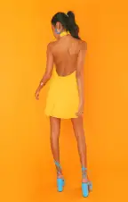 Jasmine Halter Mini Dress ~ Bright Yellow(XS)