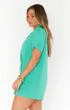 Bicoastal Blazer Romper ~ Seafoam Linen(XS)