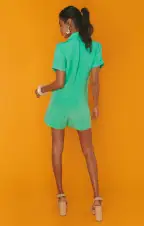 Bicoastal Blazer Romper ~ Seafoam Linen(XS)