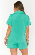 Bicoastal Blazer Romper ~ Seafoam Linen(XS)