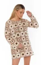 Mamacita Coverup ~ Neutral Flower Crochet(XS)