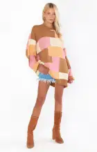 Ember Tunic Sweater ~ Uneven Patchwork Knit(XS)