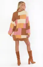 Ember Tunic Sweater ~ Uneven Patchwork Knit(XS)