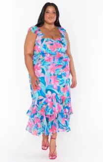 Reese Ruffle Dress ~ Hibiscus Punch Crinkle(XS)