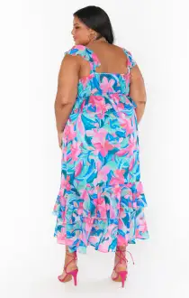 Reese Ruffle Dress ~ Hibiscus Punch Crinkle(XS)
