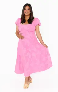 Mia Midi Dress ~ Pink Clip Floral(XS)