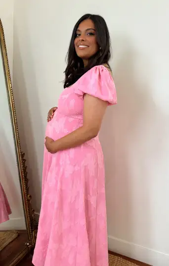 Mia Midi Dress ~ Pink Clip Floral(XS)