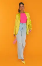 Portia Bodysuit ~ Hot Pink Rib Knit(XS)
