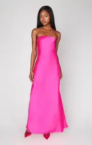 Taylor Tube Dress ~ Hot Pink Luxe Satin(XS)