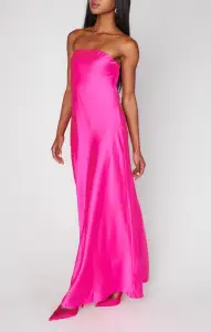 Taylor Tube Dress ~ Hot Pink Luxe Satin(XS)