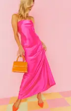 Taylor Tube Dress ~ Hot Pink Luxe Satin(XS)