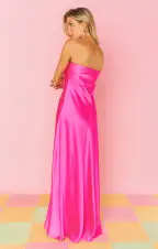Taylor Tube Dress ~ Hot Pink Luxe Satin(XS)