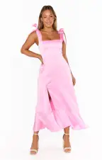 Garden Midi Dress ~ Pink Luxe Satin(XS)