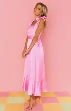 Garden Midi Dress ~ Pink Luxe Satin(XS)