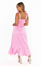 Garden Midi Dress ~ Pink Luxe Satin(XS)