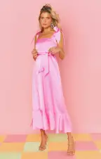 Garden Midi Dress ~ Pink Luxe Satin(XS)