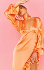 Thalia Maxi Dress ~ Cantaloupe Luxe Satin(XS)