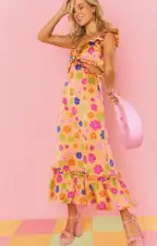 Lane Midi Dress ~ Poppin Poppy(XS)
