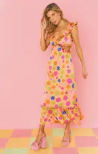 Lane Midi Dress ~ Poppin Poppy(XS)