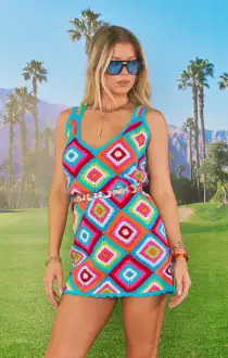 Libra Coverup Dress ~ Multi Square Crochet(XS)