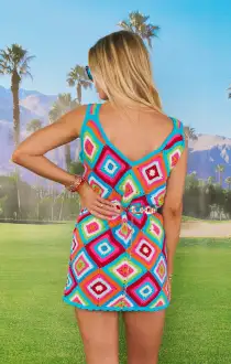 Libra Coverup Dress ~ Multi Square Crochet(XS)
