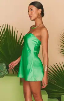 Taylor Tube Mini Dress ~ Kiwi Luxe Satin(XS)