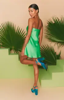 Taylor Tube Mini Dress ~ Kiwi Luxe Satin(XS)