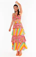 Full Swing Skirt ~ Paradise Stripe Poplin(XS)