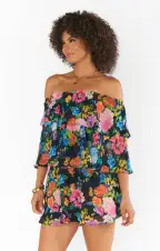 Triple Decker Romper ~ Midnight Botanical Floral(XS)