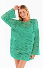 Paula Pullover ~ Sea Green Crochet(XS)