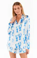 Early Riser PJ Set ~ Hamptons Lobster Silky(XS)