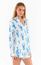 Early Riser PJ Set ~ Hamptons Lobster Silky(XS)