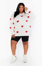 Go To Sweater ~ Tossed Heart Knit Red(XS)