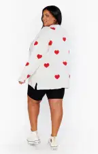 Go To Sweater ~ Tossed Heart Knit Red(XS)