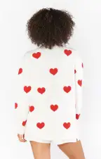 Go To Sweater ~ Tossed Heart Knit Red(XS)