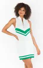 Zoe Zip Dress ~ Green Stripe Knit(XS)