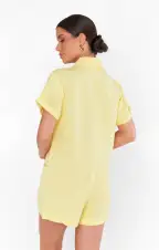 Bicoastal Blazer Romper ~ Butter Yellow Linen(XS)