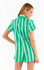 Bicoastal Blazer Romper ~ Parasol Stripe Linen(XS)
