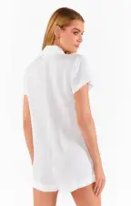 Bicoastal Blazer Romper ~ White Linen(XS)