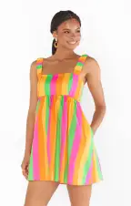 Fling Mini Dress ~ Neon Stripe Poplin(XS)