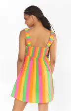 Fling Mini Dress ~ Neon Stripe Poplin(XS)